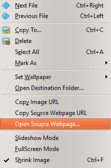 Right-click context menu with Copy Image URL, Copy Source Webpage URL, and Open Source Webpage options